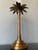 Mid 20th Century Large Brass Palm Taper Candle Holder With Glass Hurricane For Sale In Nashville - Image 6 of 7
