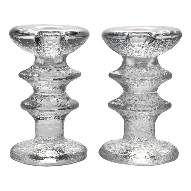 Model Festivo Glass Candleholders by Timo Sarpaneva for Iittala, 1970s, Set of 2 For Sale