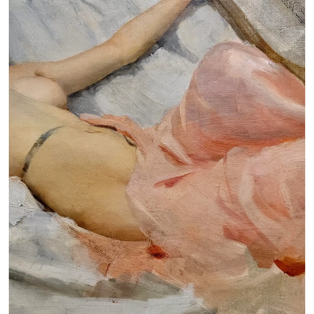 Ramon Kelley -Lyre Player Female Resting Nude- Oil Painting For Sale In Los Angeles - Image 6 of 10