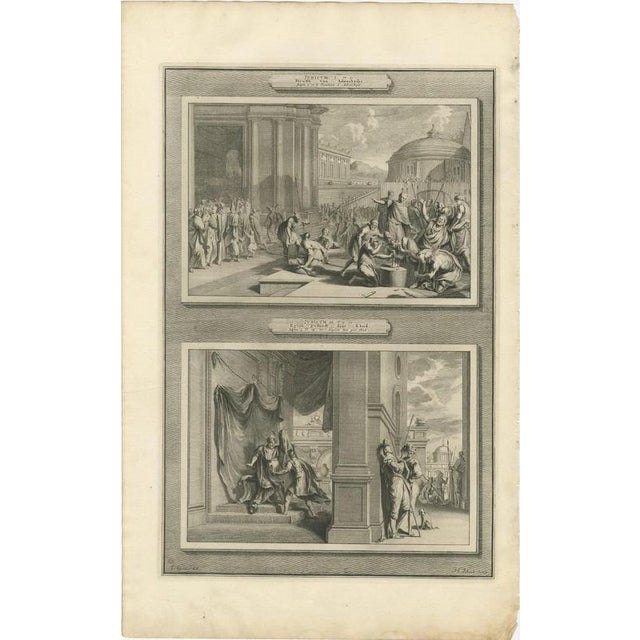 Baroque Pieter Mortier, Punishment of Adonibezek and Ehud Kills Eglon, 1700, Engraving For Sale - Image 3 of 12