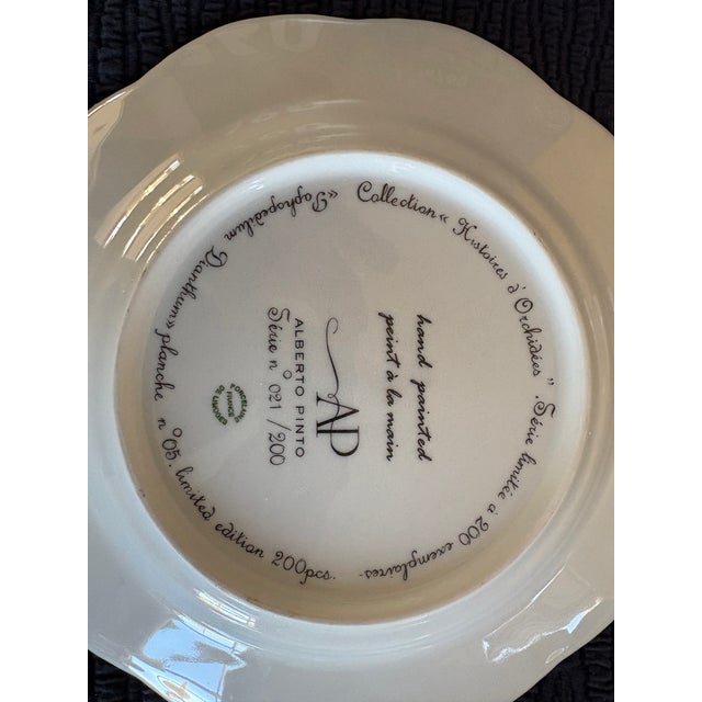 French Country 1960s Pair of Alberto Pinto Hand Painted Plates For Sale - Image 3 of 6