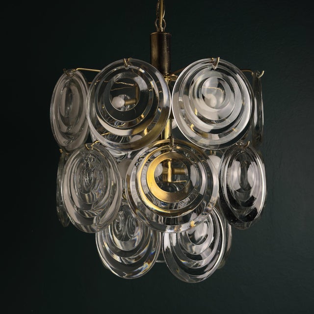 Vintage Glass Disc Chandelier, Italy 1970s For Sale - Image 9 of 18
