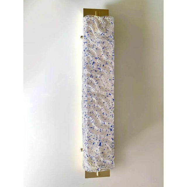 Contemporary Gold Wall Sconce with Blue Graniglia Murano Glass by Simoeng for Simoeng, Set of 2 For Sale - Image 3 of 8
