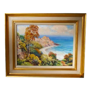 Mid 20th Century "Porthcurno Towards Logan's Rock", Original Oil Painting