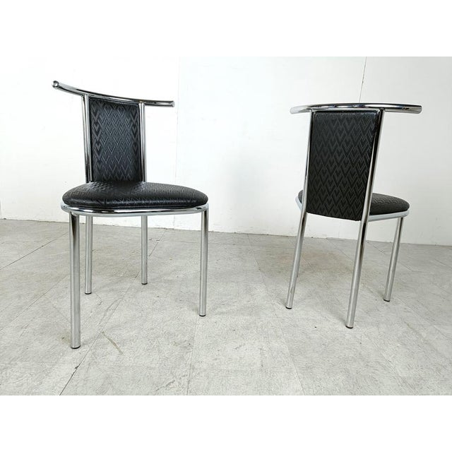 Vintage Postmodern Chrome Dining Chairs, 1980s, Set of 6 For Sale - Image 9 of 10