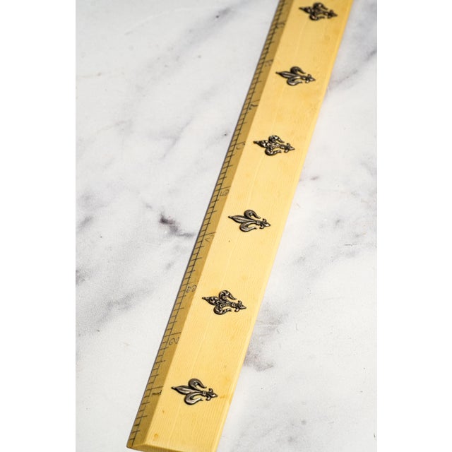 Victorian Victorian Antique French Fleur De Lis Desk Ruler Silver Appliqué 12 Inch For Sale - Image 3 of 12