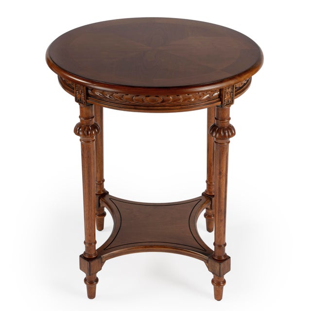 Hellinger Round End Table, Medium Brown For Sale - Image 9 of 9