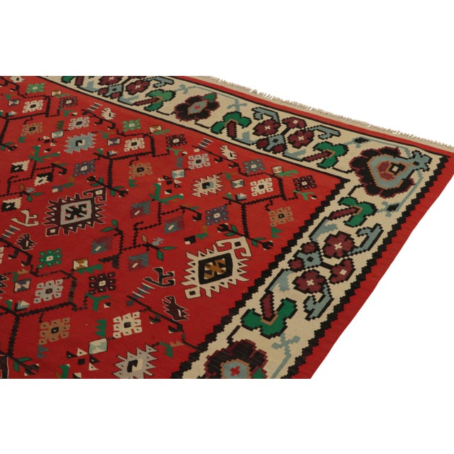 1920s Antique Geometric Red and Beige Wool Kilim Rug – 10′ X 12’9 – 19712″ 19712 For Sale - Image 5 of 8
