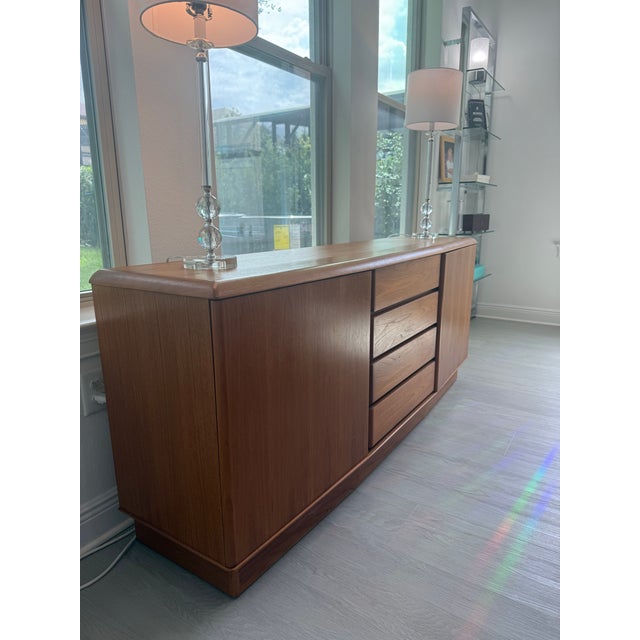 2010s Teak Dining Room Set With 8 Solid Teak Chairs and Hutch, 2 Leaves For Sale - Image 5 of 10