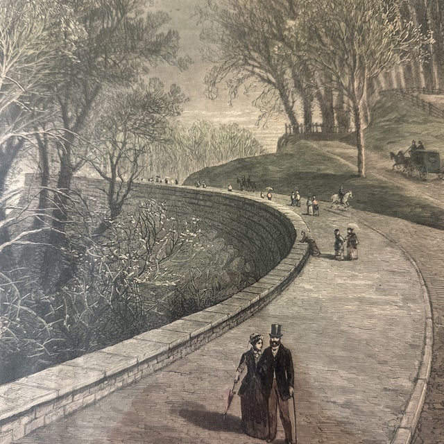 This engraving comes from Harper’s Weekly from 1880 and feature Riverside Park in New York City.