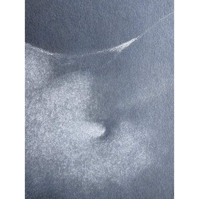 Alexander Cañedo Signed Chalk Drawing — Reclining Female Figure on Deep Blue Paper (Mid‑Century) For Sale - Image 4 of 15