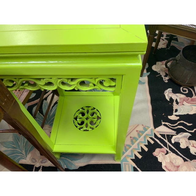 Mid 20th Century 20th Century Chinoiserie Tall Side Table Painted Green For Sale - Image 5 of 5