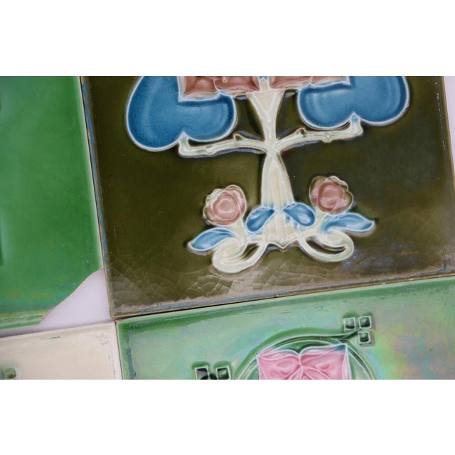 Ceramic 1920s Set of Six Tiles Art Nouveau H & R Johnson England For Sale - Image 7 of 18