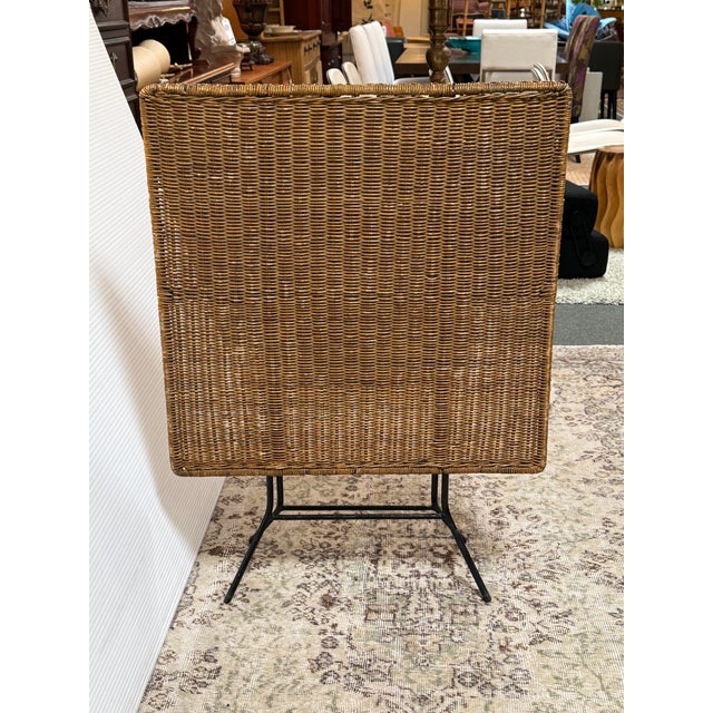 Brown Danny Ho Fong Folding Wicker Card Table, Outdoor For Sale - Image 8 of 12