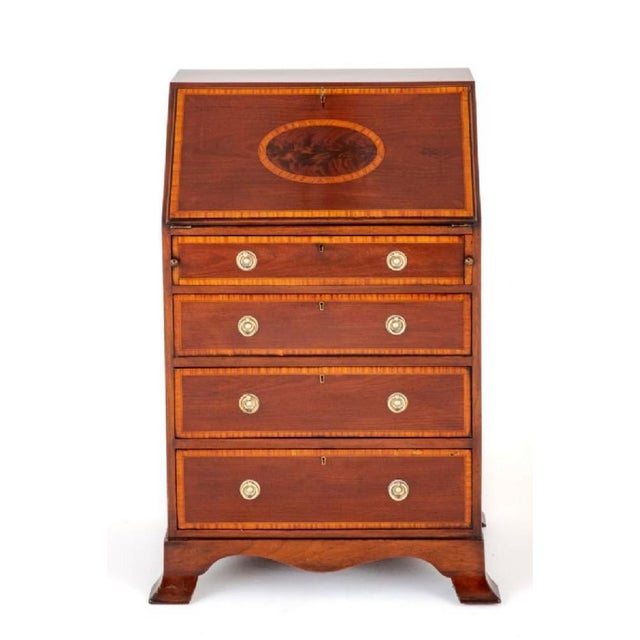 Regency Revival Mahogany Inlay Desk, 1890s For Sale - Image 13 of 13