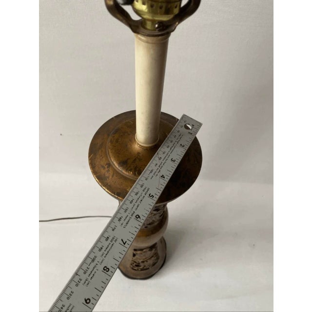 Antique Mid Century Style Floral Disign Metal Plug in Table Lamp For Sale In Pittsburgh - Image 6 of 6