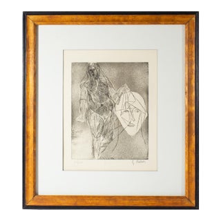 “Femme Au Visage” Abstract Etching by Germaine Richier For Sale