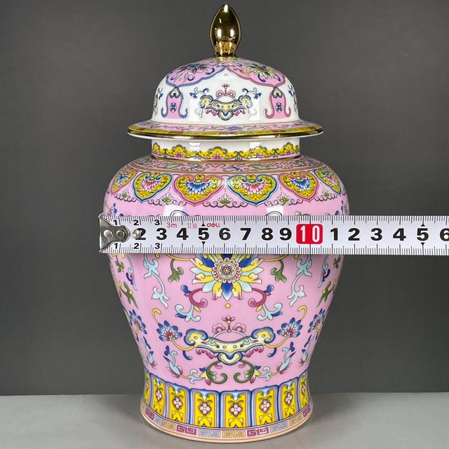 Chinese Pink Ground Famille Rose Porcelain Covered Jar With Lotus Motif For Sale - Image 4 of 9