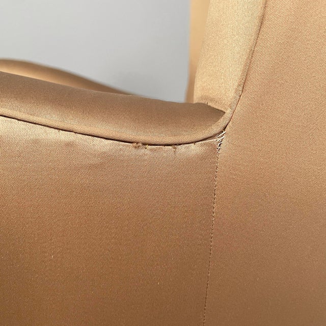 Mid-Century Modern Italian Lounge Chairs in Wood and Pink and Beige Silk, 1940s, Set of 2 For Sale - Image 16 of 18