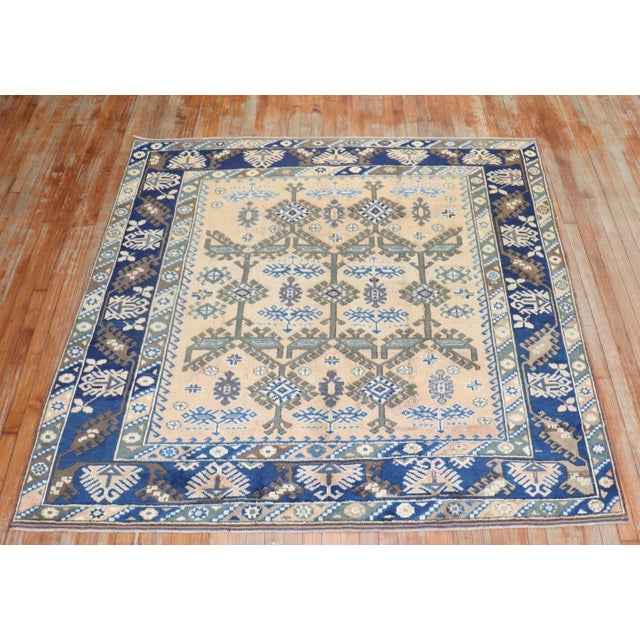 Vintage Zabihi Collection Turkish Tribal Square Rug - 6'5" x 6'7" For Sale - Image 4 of 8