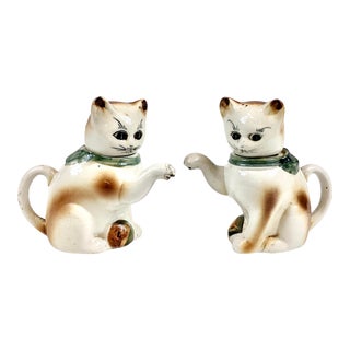 20th Century Porcelain Cat Tea Pots - a Pair For Sale