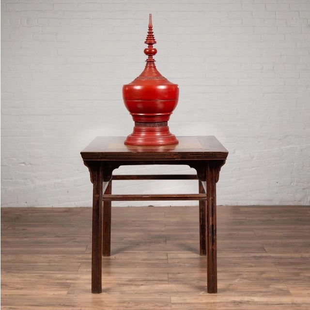 Chinese Chinese 19th Century Elmwood Center Hall Table With Ming Dynasty Stone Inset For Sale - Image 3 of 13