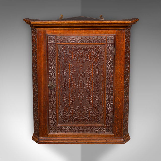 Victorian Antique Corner Cupboard, English, Wall Cabinet, Chippendale Revival, Victorian For Sale - Image 3 of 11