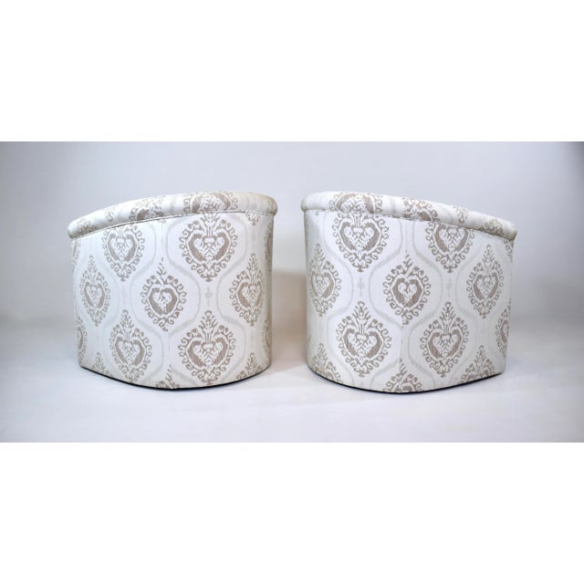 1980s 20th Century Modern Tub Club Chairs, Upholstered Pair For Sale - Image 5 of 9