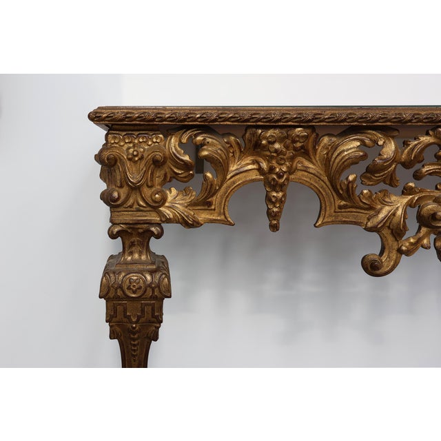 1950s Italian Baroque Style Gilded and Carved Wall Console, 1950s For Sale - Image 5 of 15