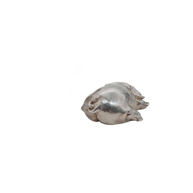 Modern Late 20th Century Italian Silver Pig Figurine in the Style of Alessandro Magrino For Sale - Image 3 of 6