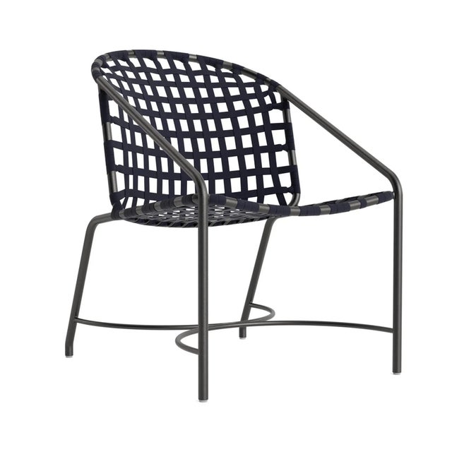 Brown Jordan Kantan Aluminum Suncloth Arm Chair, Textured Pewter frame with Marine fabric For Sale - Image 12 of 12