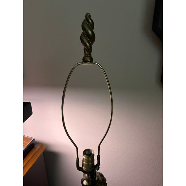 Mid 20th Century Brass Cherub Lamp With Cut‑Glass Diamond Base, 36″ Tall For Sale - Image 9 of 13