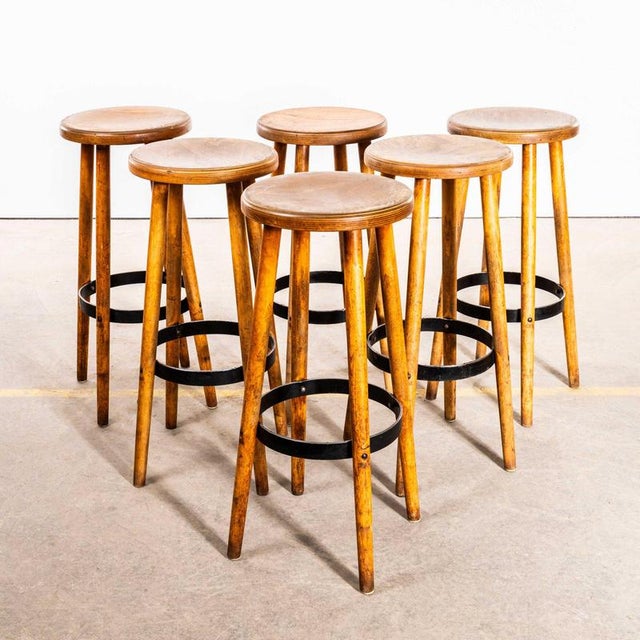 Brown Top Metal Ring Bar Stool, 1960s For Sale - Image 8 of 12