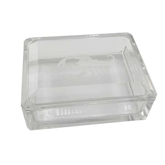 Mid 20th Century Mid 20th Century Val Saint Lambert Crystal Scorpion Covered Box, Belgian Zodiac Box - Signed For Sale - Image 5 of 9