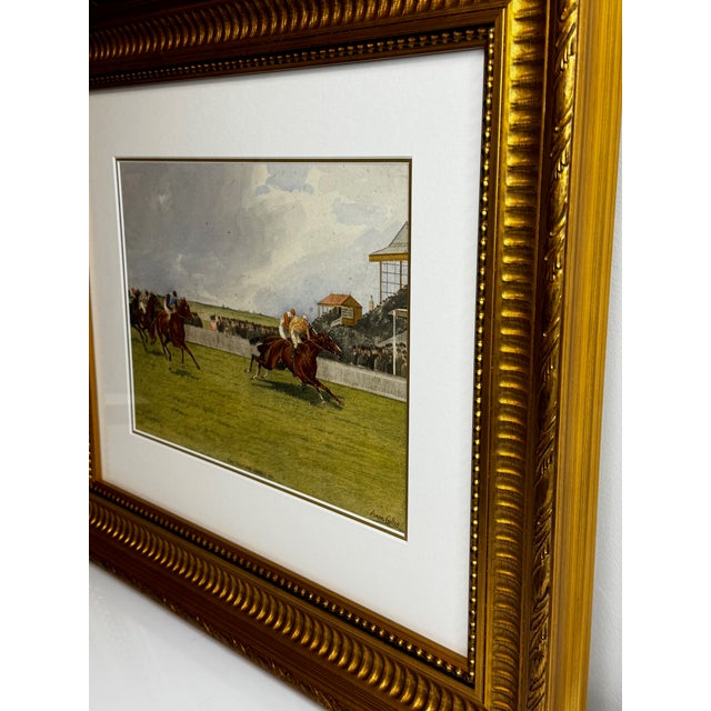 British Painting Horse Neil Gow Jockey Danny Maher Up at Newmarket Races 2000 Guineas by Isaac James Cullin Dated 1910 For Sale - Image 6 of 12