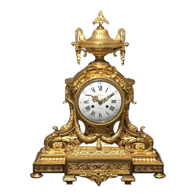1860s S. Marti Napoleon III Gold Bronze Mantel Clock For Sale