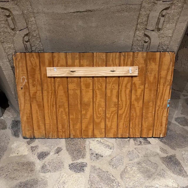 Blue City Landscape Art Abstract Modern Blue Oil Painting on Wood For Sale - Image 8 of 8