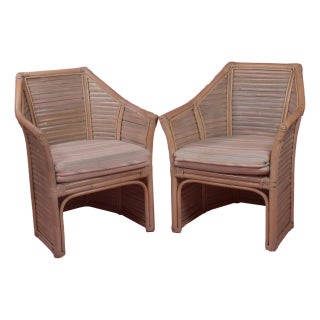 Pair of Split Bamboo Geometrical Lounge Chairs For Sale