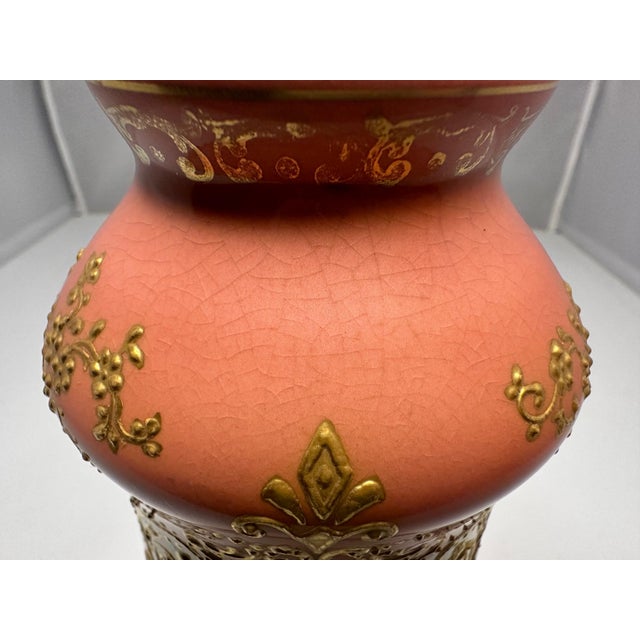 Ceramic Antique Royal Bonn Portrait Vase: Hand-Painted Gold Gilt Rococo Vase, Signed For Sale - Image 7 of 10