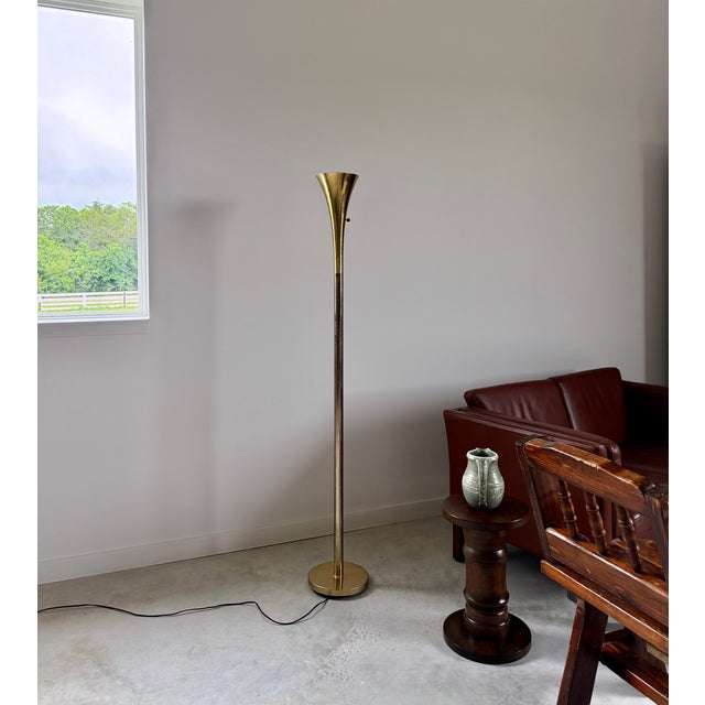 10"Dia x 66.5"H Brass Fluted Floor Lamp by Laurel Lamp Company, circa 1960's Great working condition with beautiful...