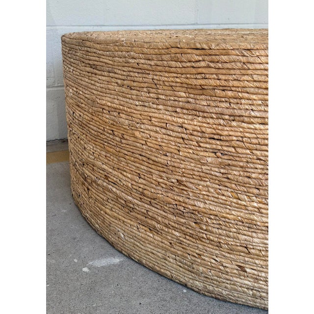 Organic Modern Woven Banana Round Coffee Table For Sale - Image 4 of 5