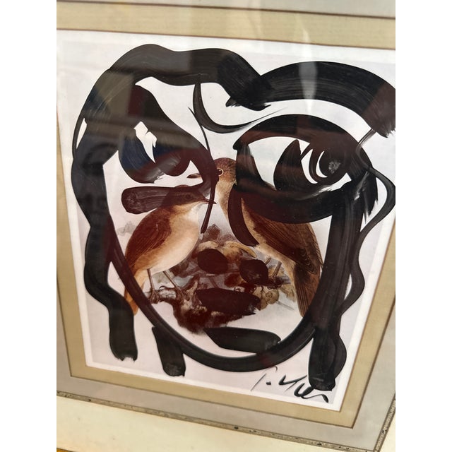 Abstract 1970s Original Peter Keil Abstract Face / Birds Painting For Sale - Image 3 of 6