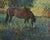This artwork depicts a serene moment in nature, featuring a horse grazing peacefully in a vibrant landscape. The use of...