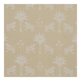 Schumacher Tiger Palm Silhouette Outdoor Fabric In Mistral Sand For Sale