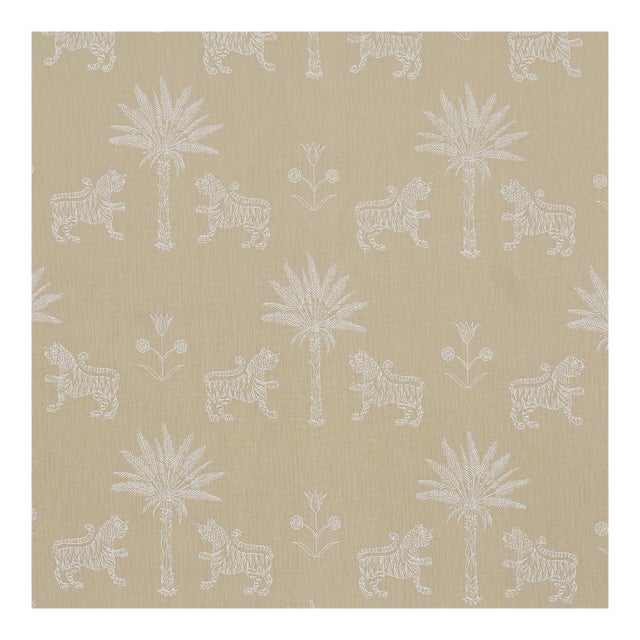 Schumacher Tiger Palm Silhouette Outdoor Fabric In Mistral Sand For Sale