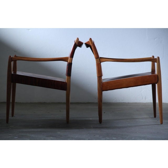 Premier 69 Armchairs in Oak and Cognac Leather by Per-Olof Scotte for Mobel Ikea, 1960s, Set of 2 For Sale - Image 6 of 18