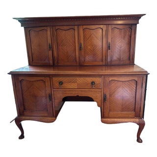 Antique French Walnut 2-Part Buffet with Sideboard, Early 20th Century For Sale