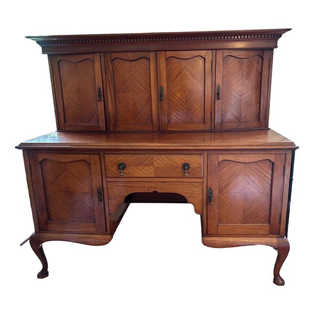 Antique French Walnut 2-Part Buffet with Sideboard, Early 20th Century For Sale