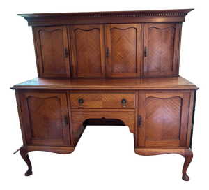 Antique French Walnut 2-Part Buffet with Sideboard, Early 20th Century