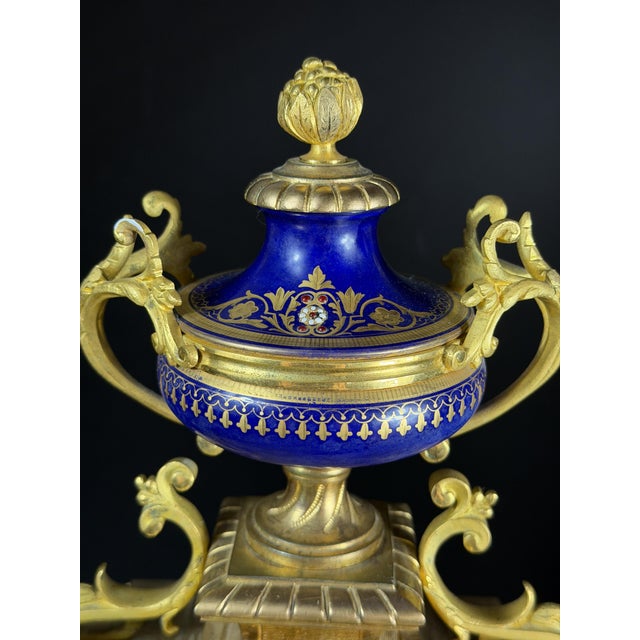 Antique Porcelain and Ormolu Mantel Clock from Richard & Cie, 1890s For Sale - Image 16 of 18